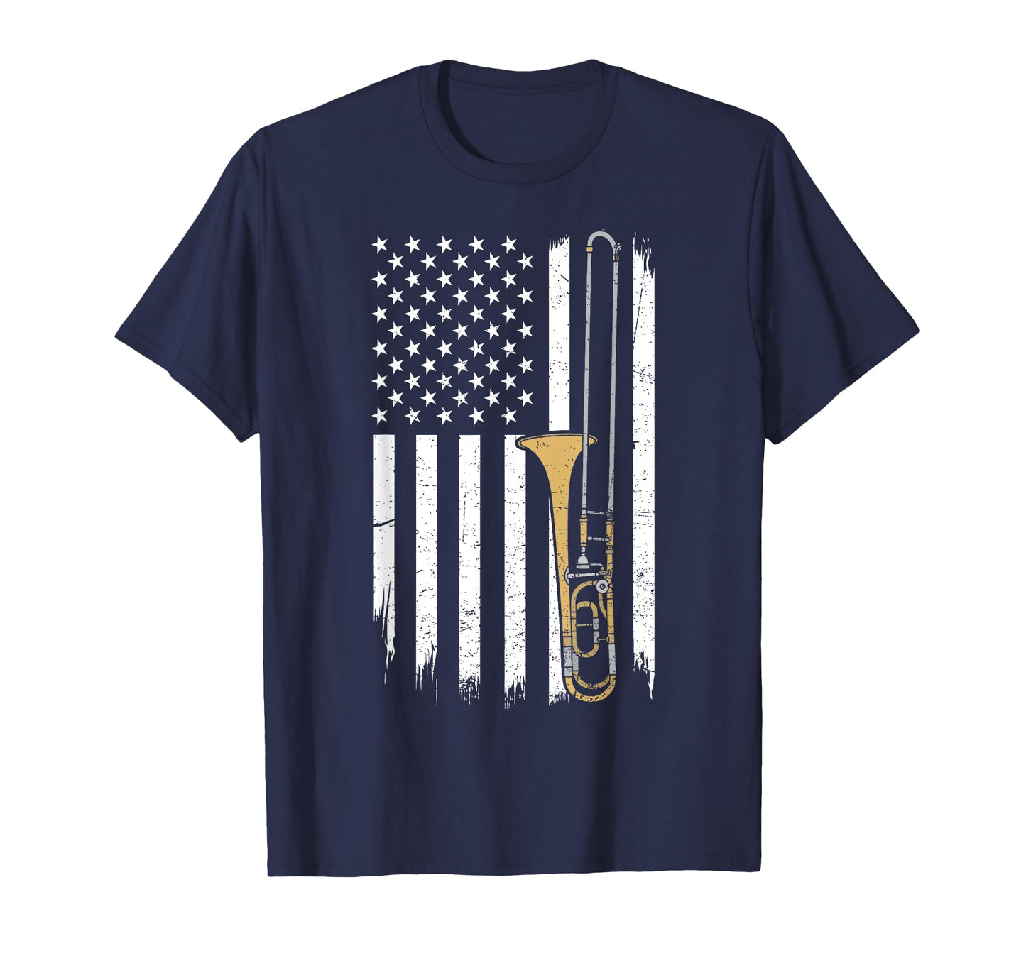 Trombone Flag American US Patriotic Trombonist Marching Band T-Shirt