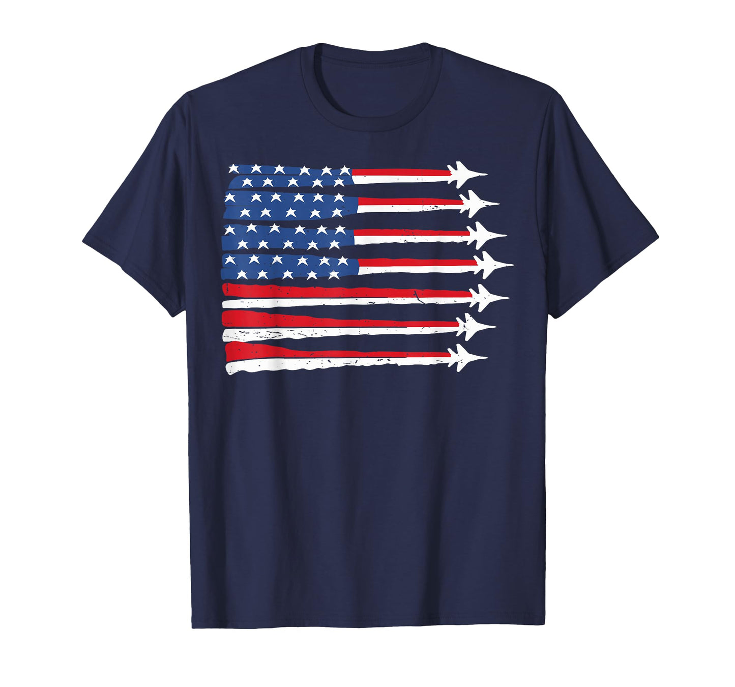 Patriotic USA Flag Fighter Jet 4th July Boy Red White & Blue T-Shirt