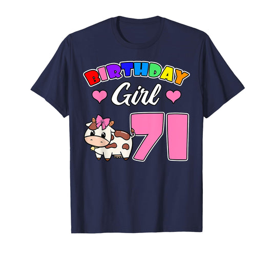 Cow 71st Birthday Girl Party Moo Farm Animal Barnyard Theme T-Shirt
