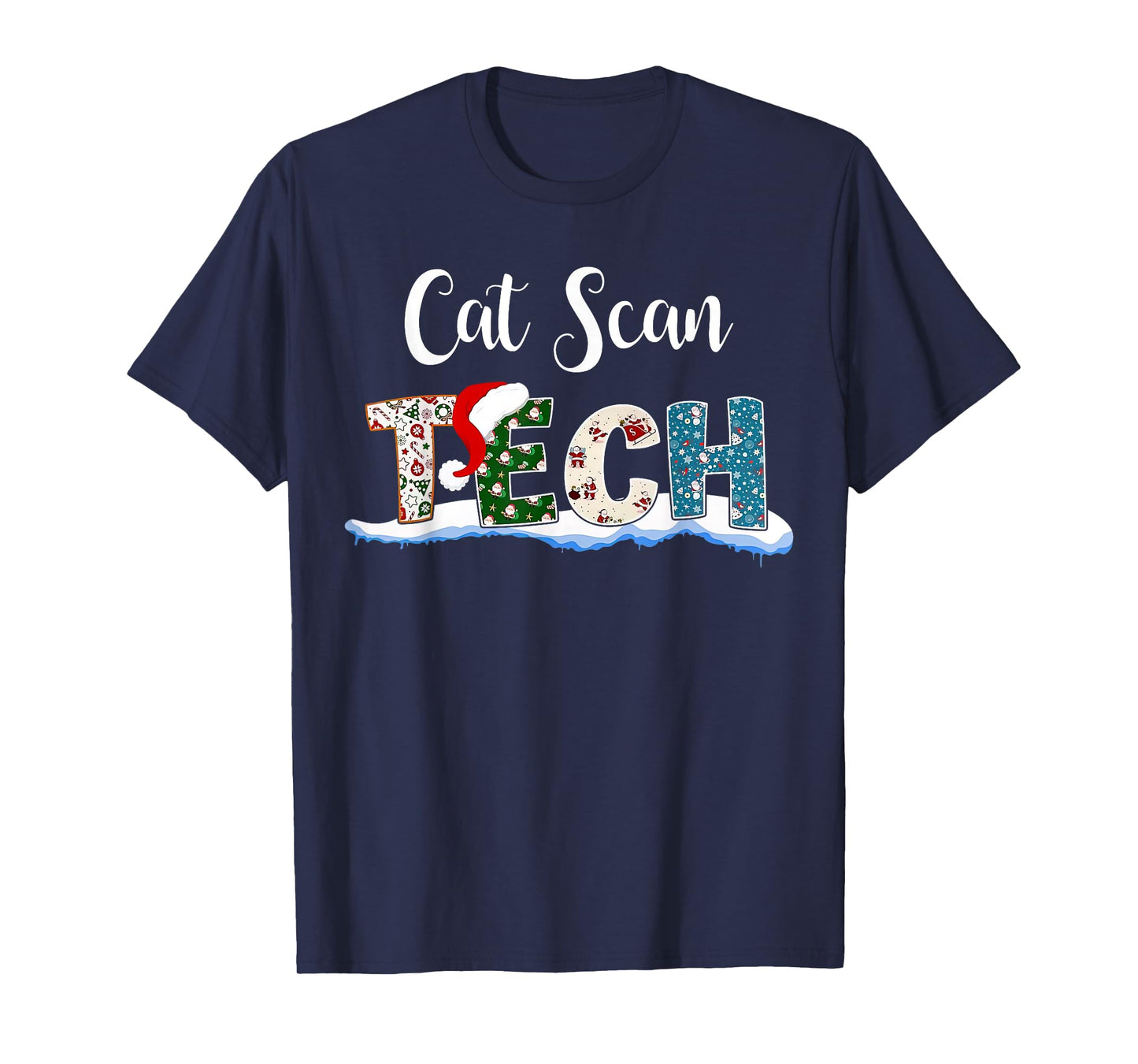 Cat Scan Tech Santa Hat Christmas Radiology Technologist T-Shirt for Men Women