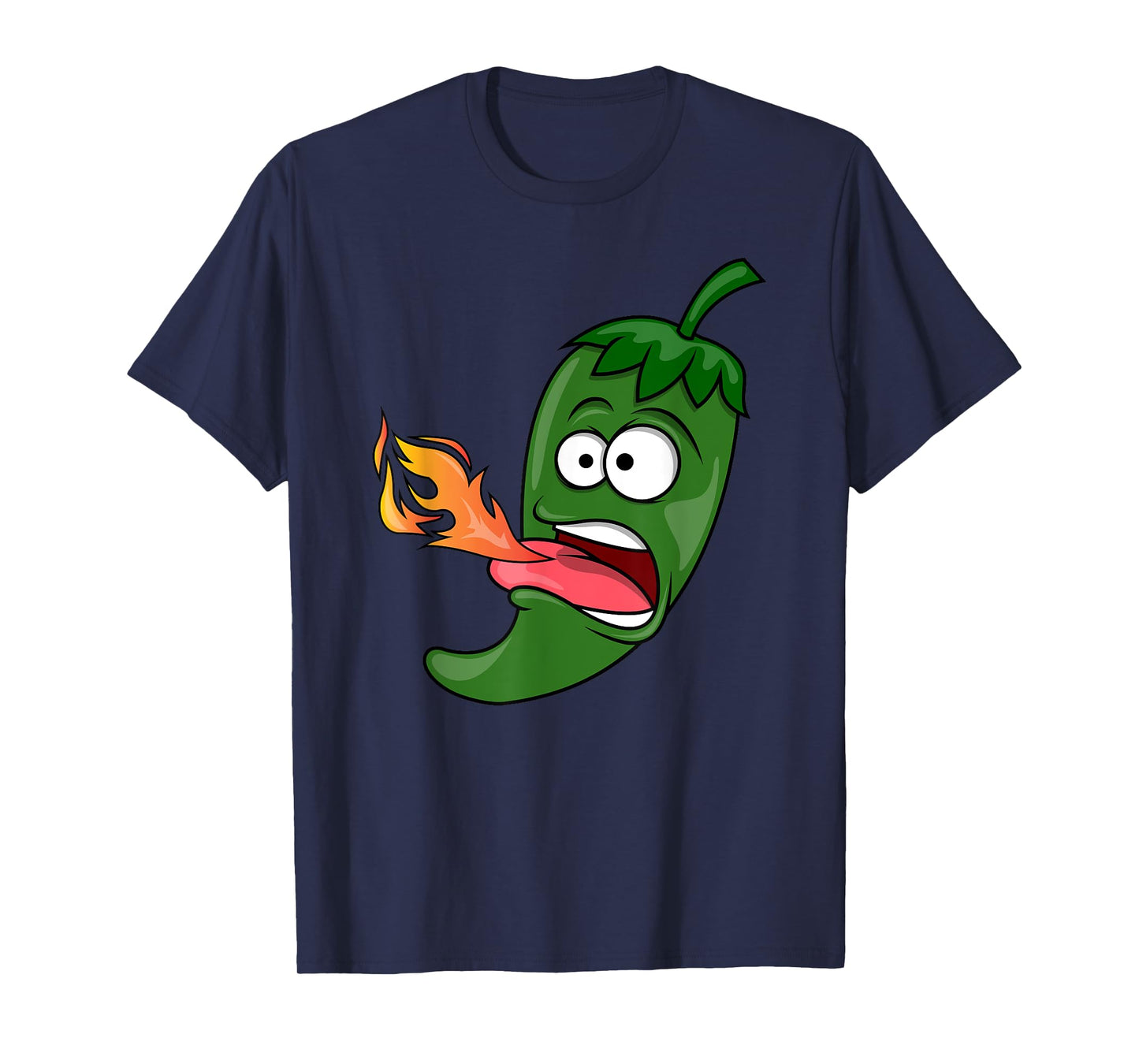 Chili Pepper Breathing Fire T-Shirt | Red Hot Funny Cartoon T-Shirt