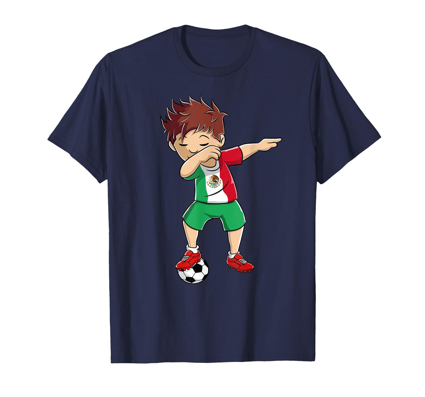 Dabbing Soccer Boy Mexico Shirt | Mexican Soccer Flag Jersey T-Shirt