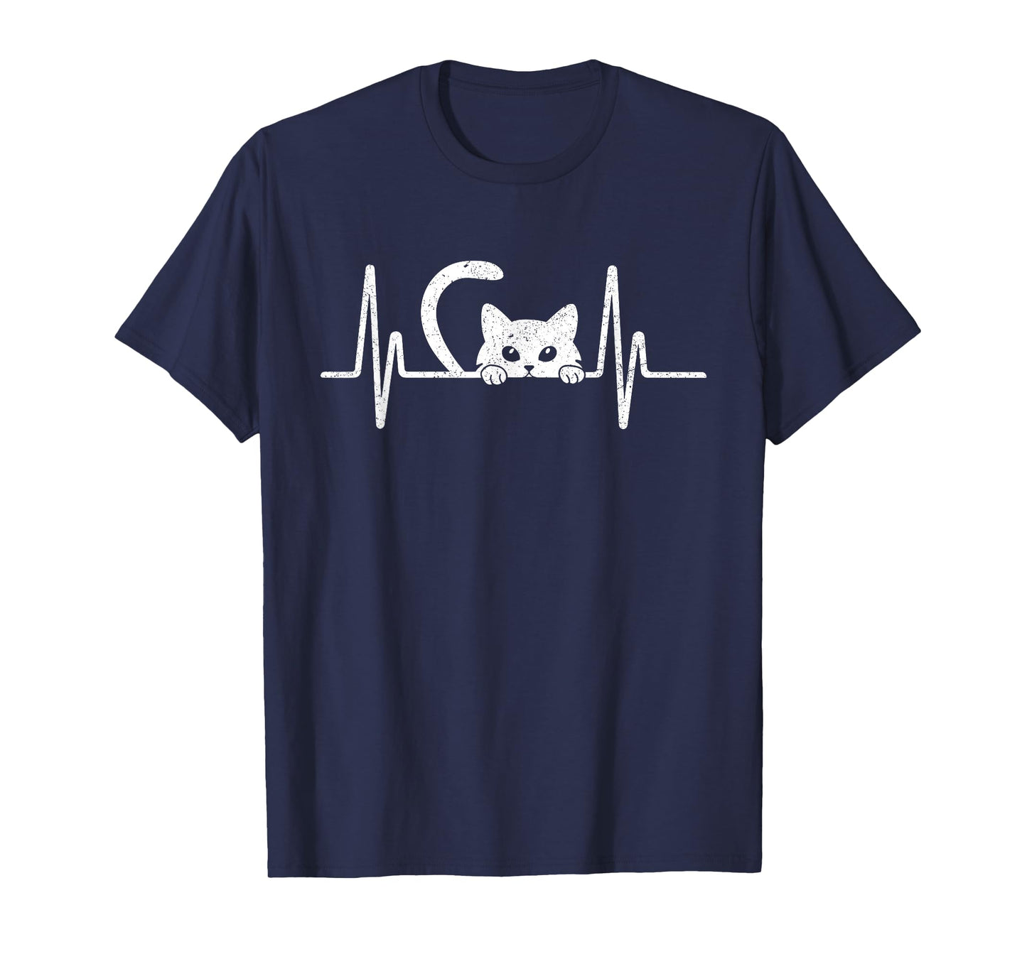 Cat Heartbeat Shirt Cute Kids Men Women Cat Lover Heart Beat T-Shirt