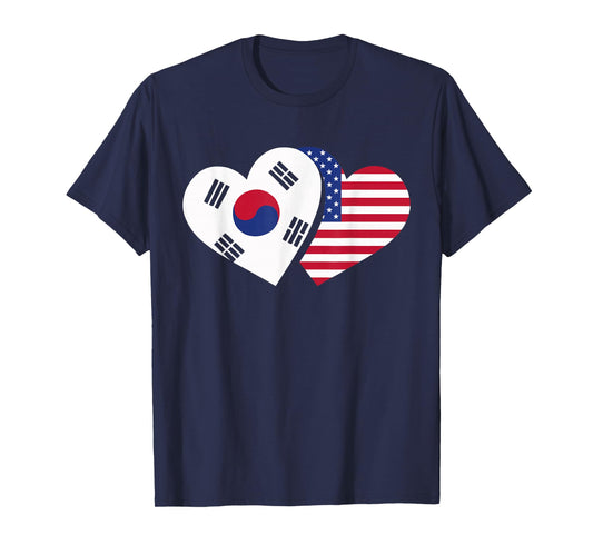 Half American Half Korean USA Flag South Korea America T-Shirt