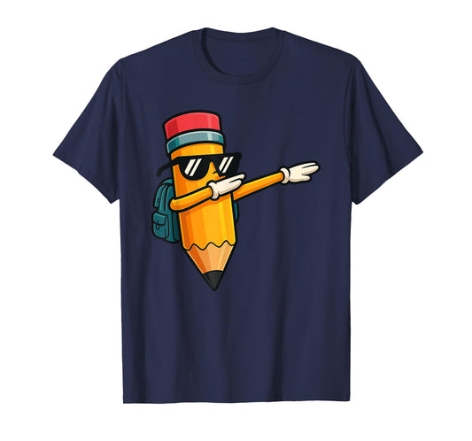 Dabbing Pencil Dancing Back to School First Day Student Boys T-Shirt