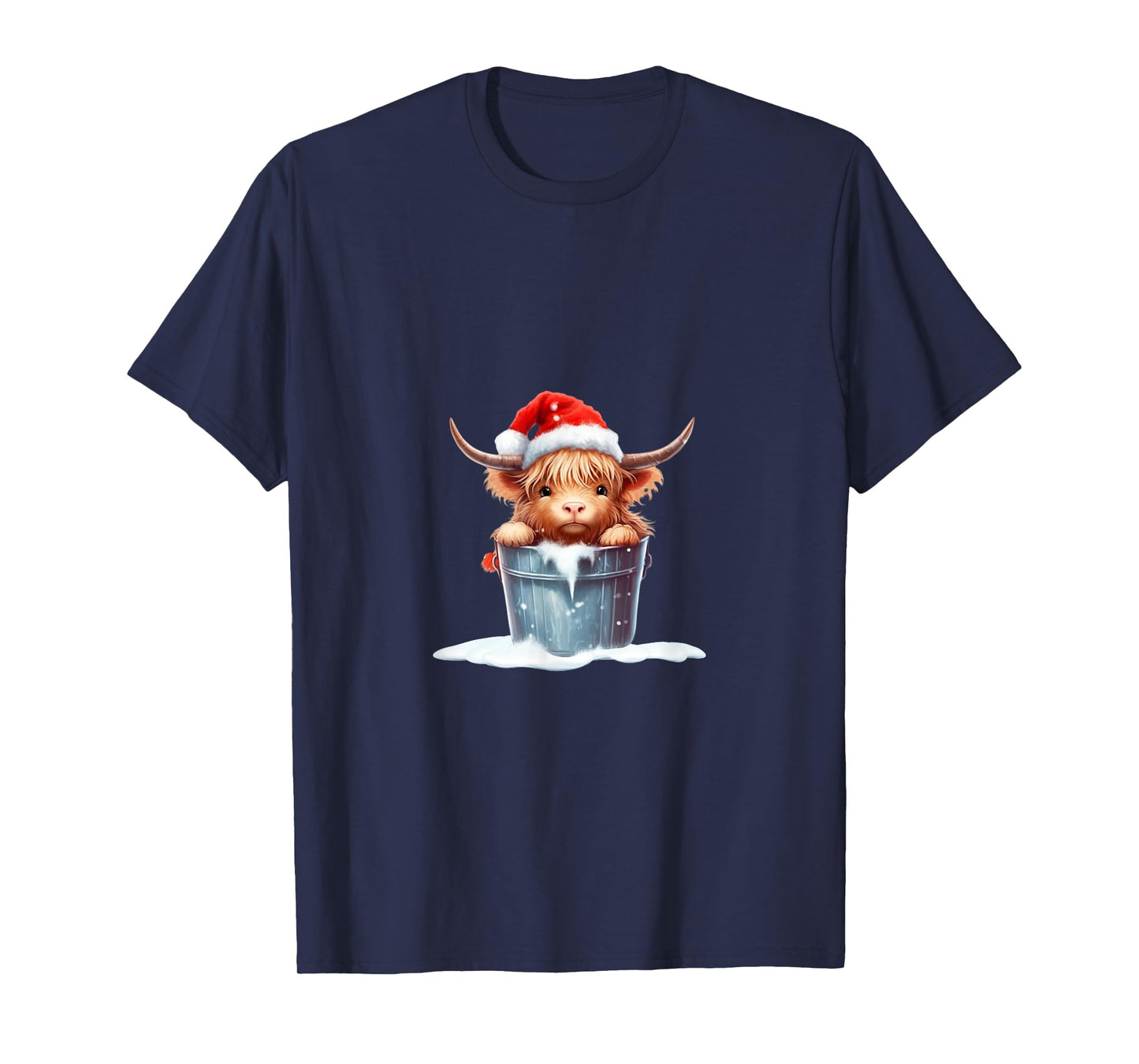 Cute Highland Cow in Santa Hat Country Heifer Farm Farmer T-Shirt
