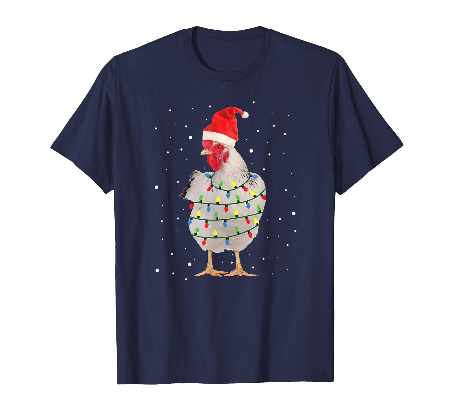Chicken Christmas Chicken Santa Hat Lights T-Shirt