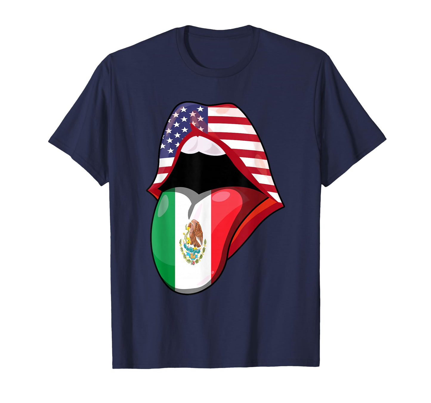 Mexican Women Roots American Grown Lips Flag USA Mexico T-Shirt