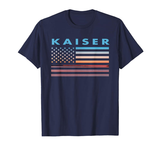 Vintage Sunset American Flag Kaiser, California T-Shirt