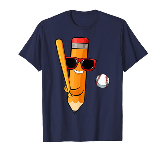 Baseball Player Pencil Back To School Cute Sport Students T-Shirt