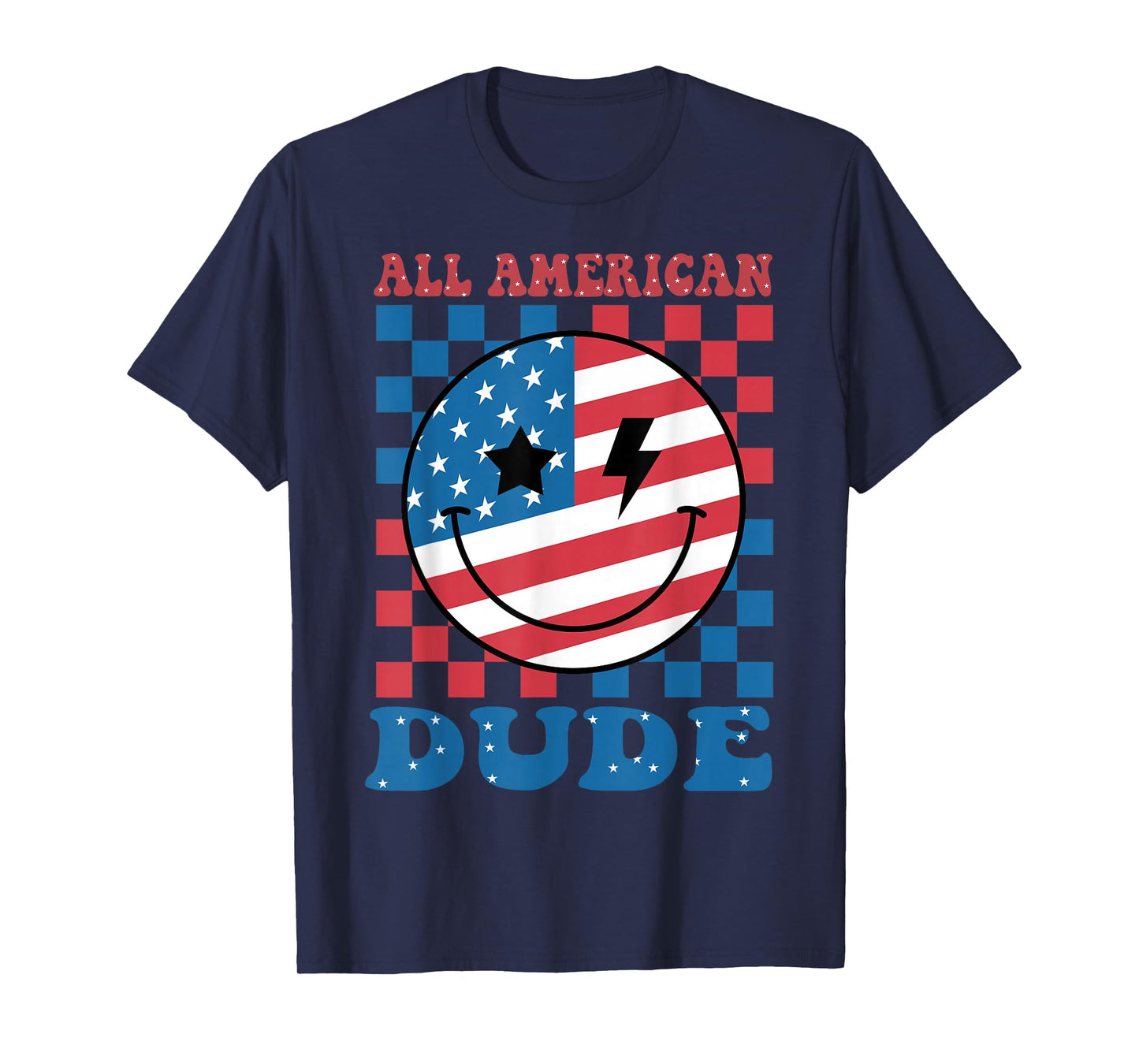 All American Dude Funny 4th July Boy Men USA Flag Patriotic T-Shirt