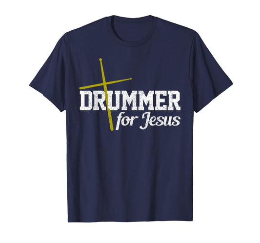 Drummer For Jesus T-Shirt Christian Drums Cross Shirt Gift T-Shirt