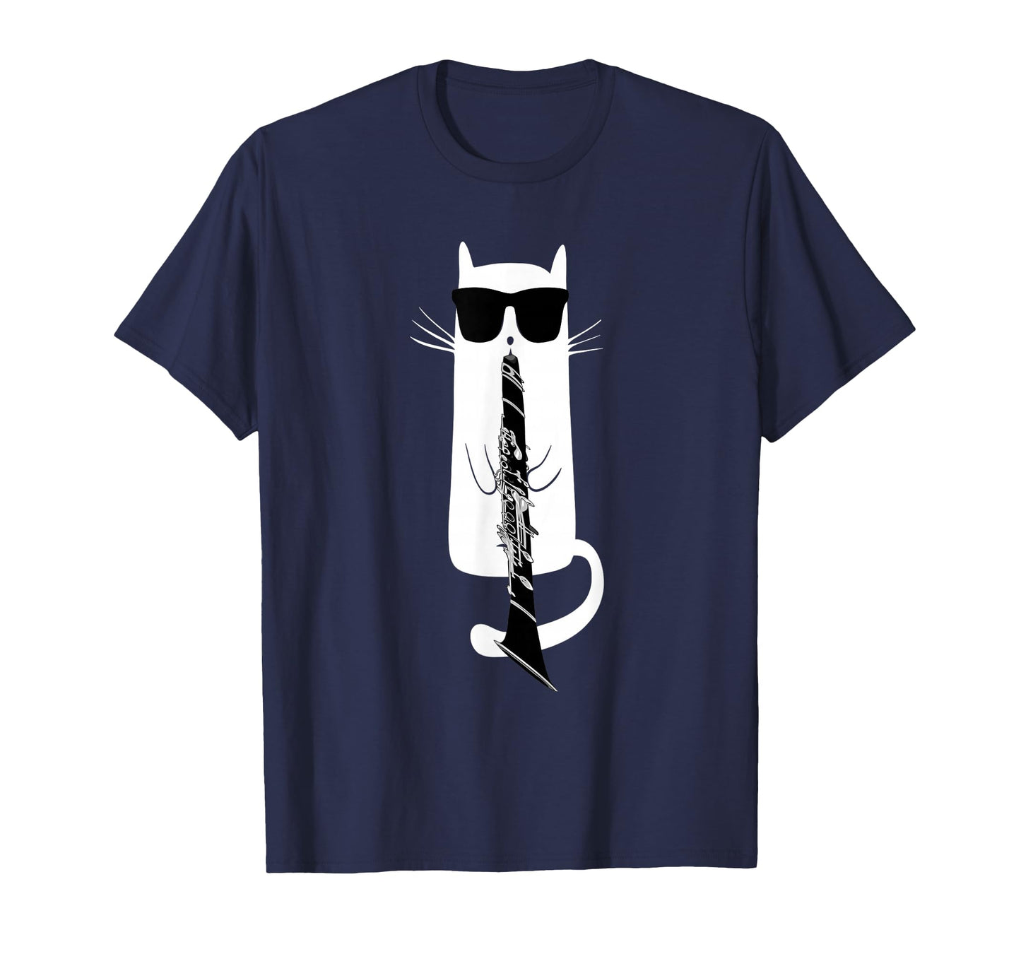 Funny Cat Wearing Sunglasses Playing Clarinet T-Shirt T-Shirt