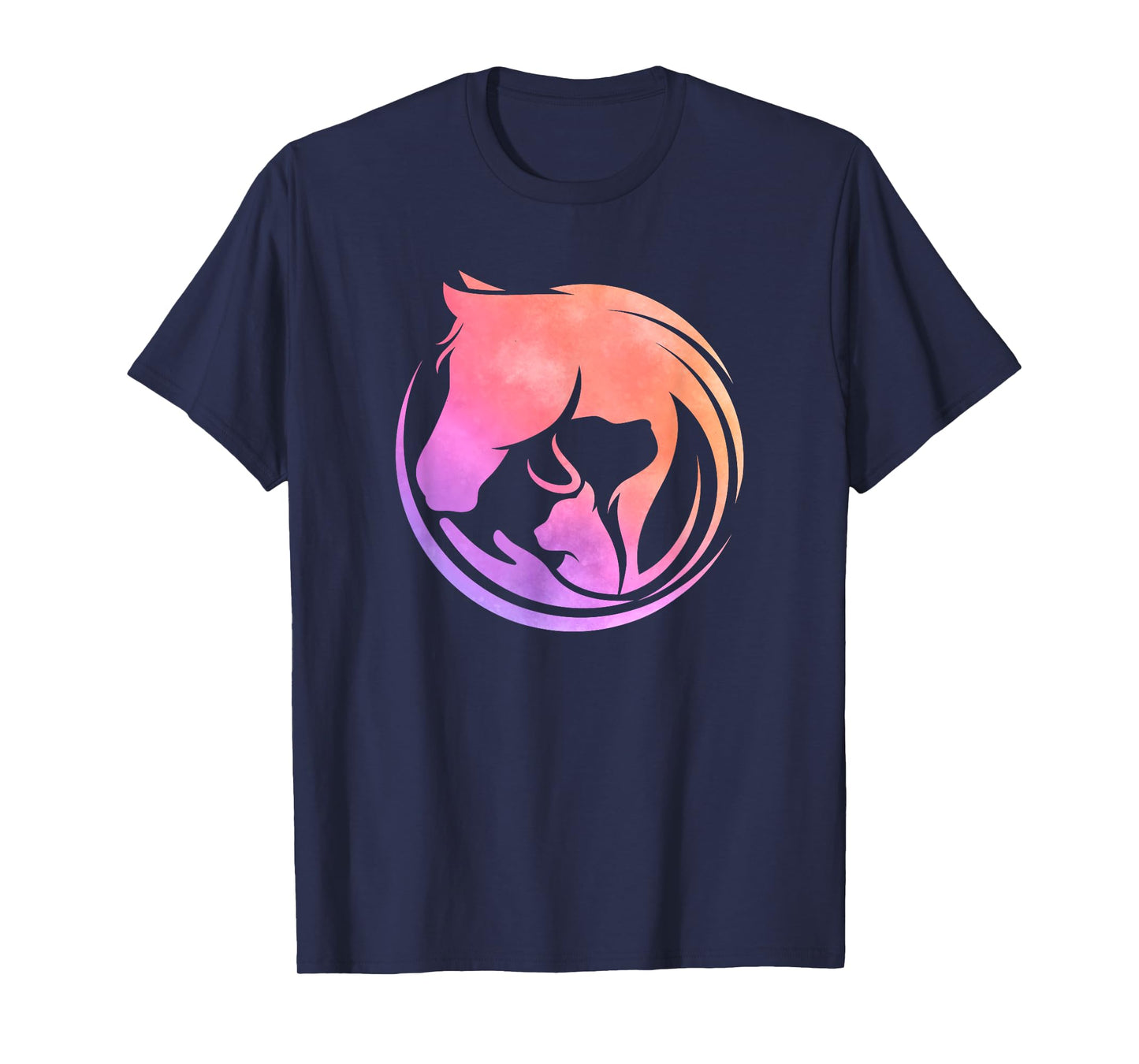Watercolor Horse Dogs Cats Art Horseback Riding Clothes Gift T-Shirt