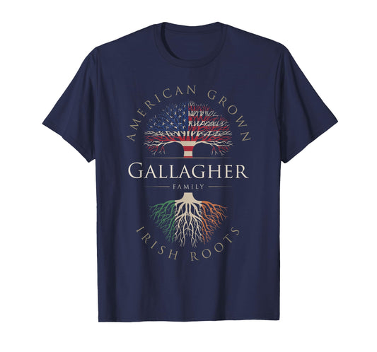 Gallagher Family Name American Grown Irish Root Ireland Flag T-Shirt