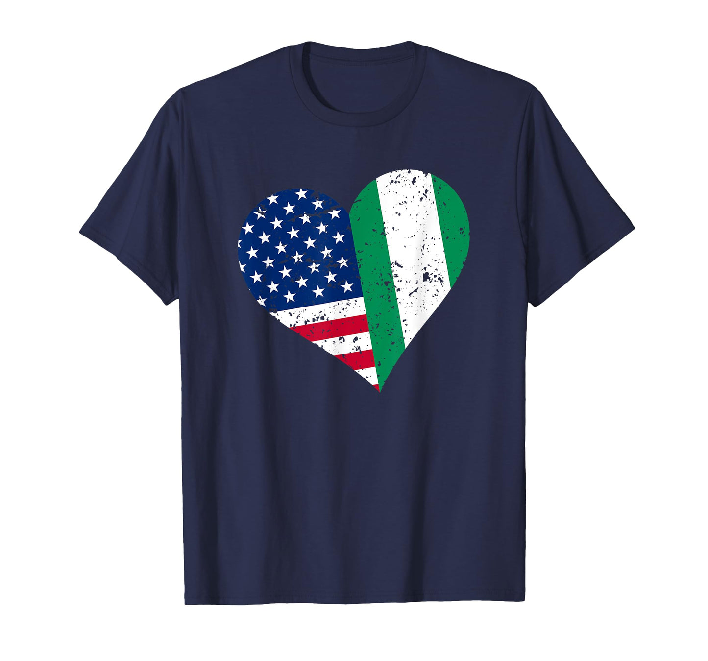 Nigeria USA Heart Shirt Distressed Nigerian American Flag T-Shirt