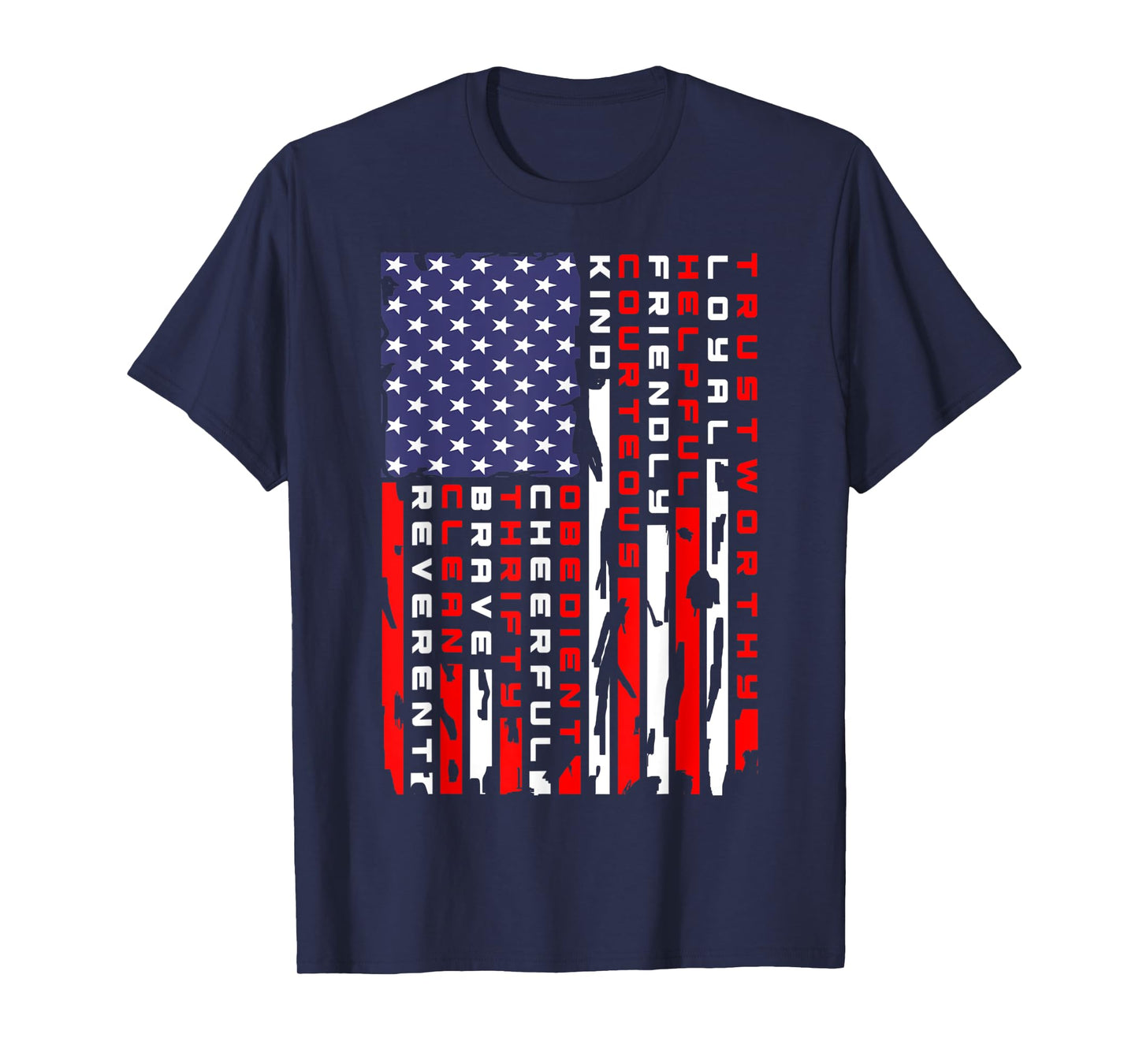 Vintage American Flag Scouting Law T-Shirt