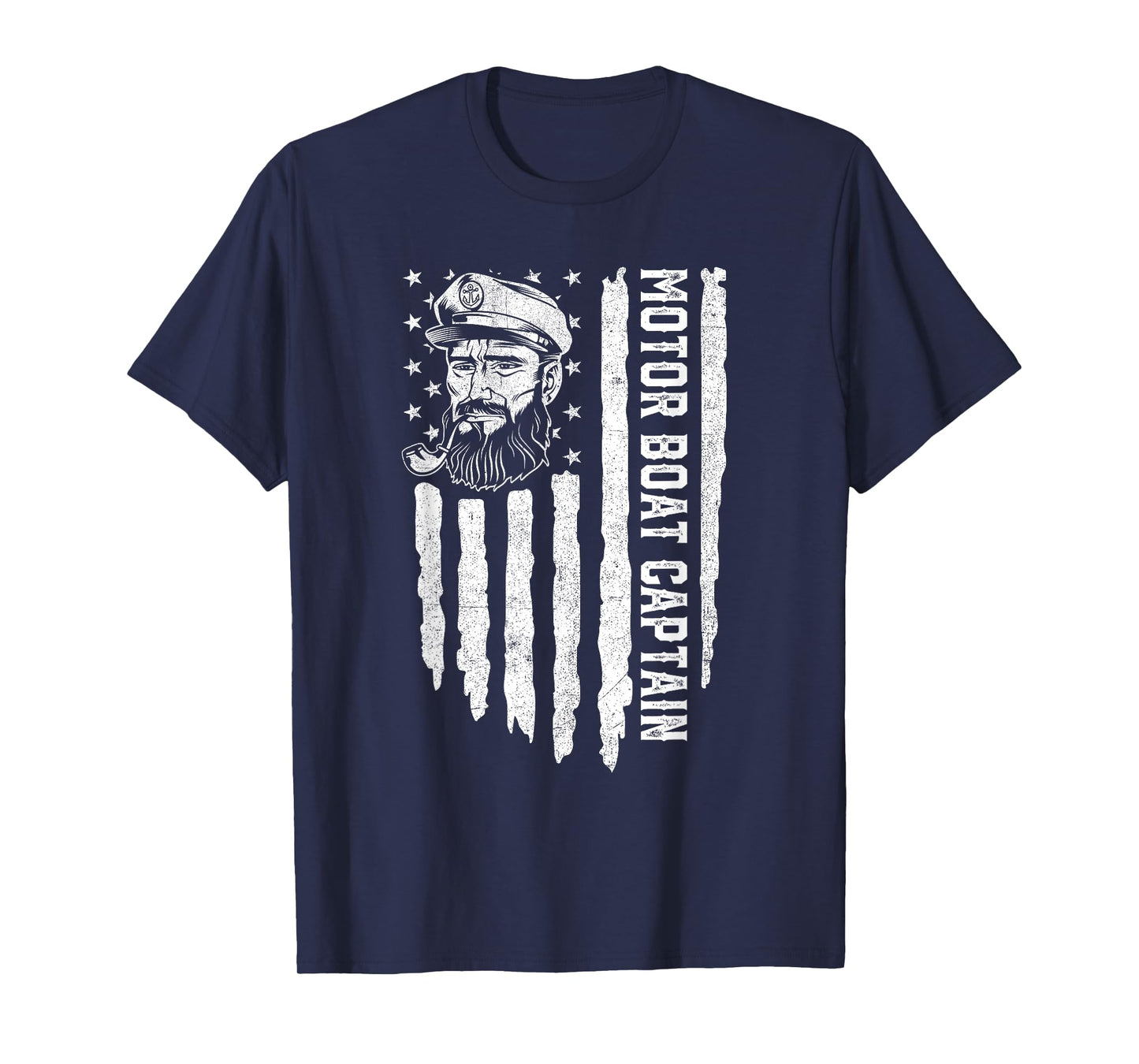 Motor Boat Captain American Flag Pontoon Boating 4th of July T-Shirt