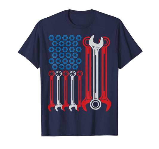 Mechanic T Shirt - Patriotic Mechanic USA American Flag Tee T-Shirt for Women Kids Men