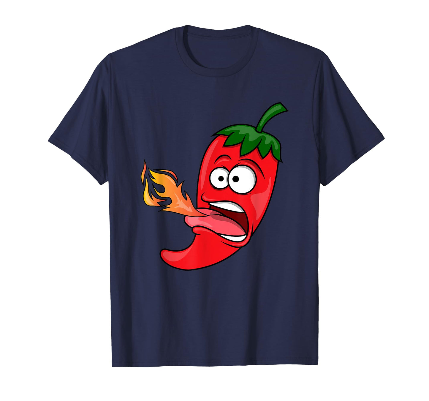 Chili Pepper Breathing Fire T-Shirt | Red Hot Funny Cartoon T-Shirt