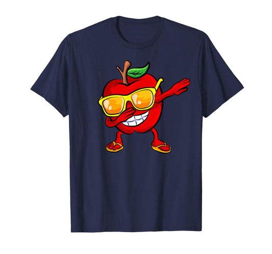 Dabbing Apple Sunglasses Design Green Apples Lovers T-Shirt