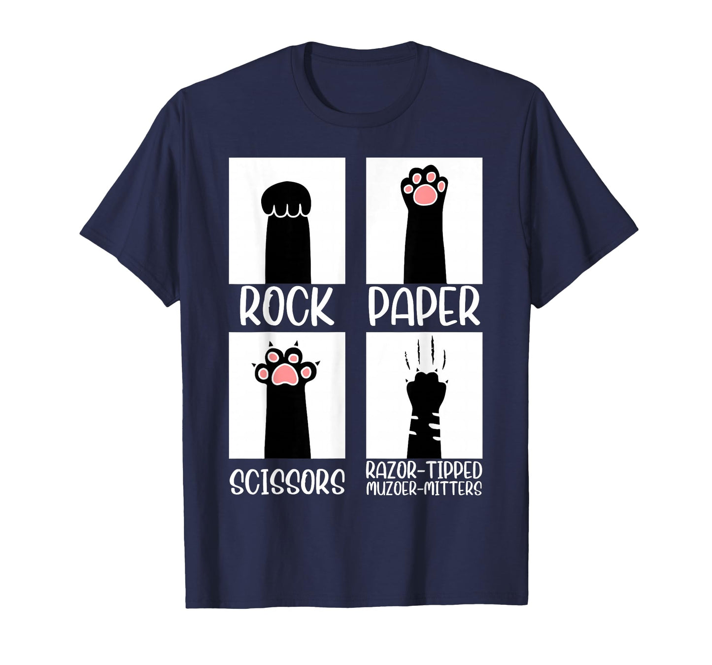 Rock Paper Scissors Hand Game Cute Paw Funny Cat Men Women T-Shirt
