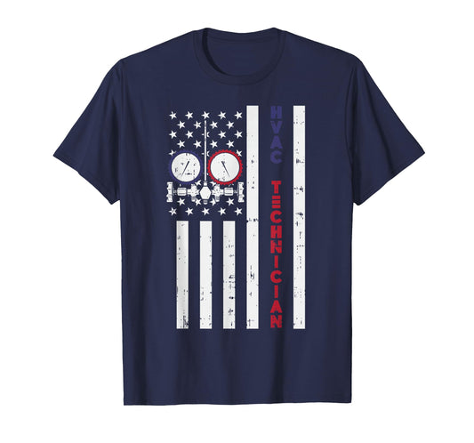 Vintage American Flag HVAC Technician - Proud USA HVAC Tech T-Shirt