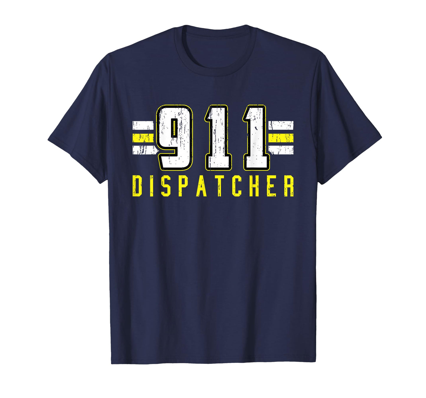 911 American Flag Dispatcher Thin Gold Line Operator T-Shirt