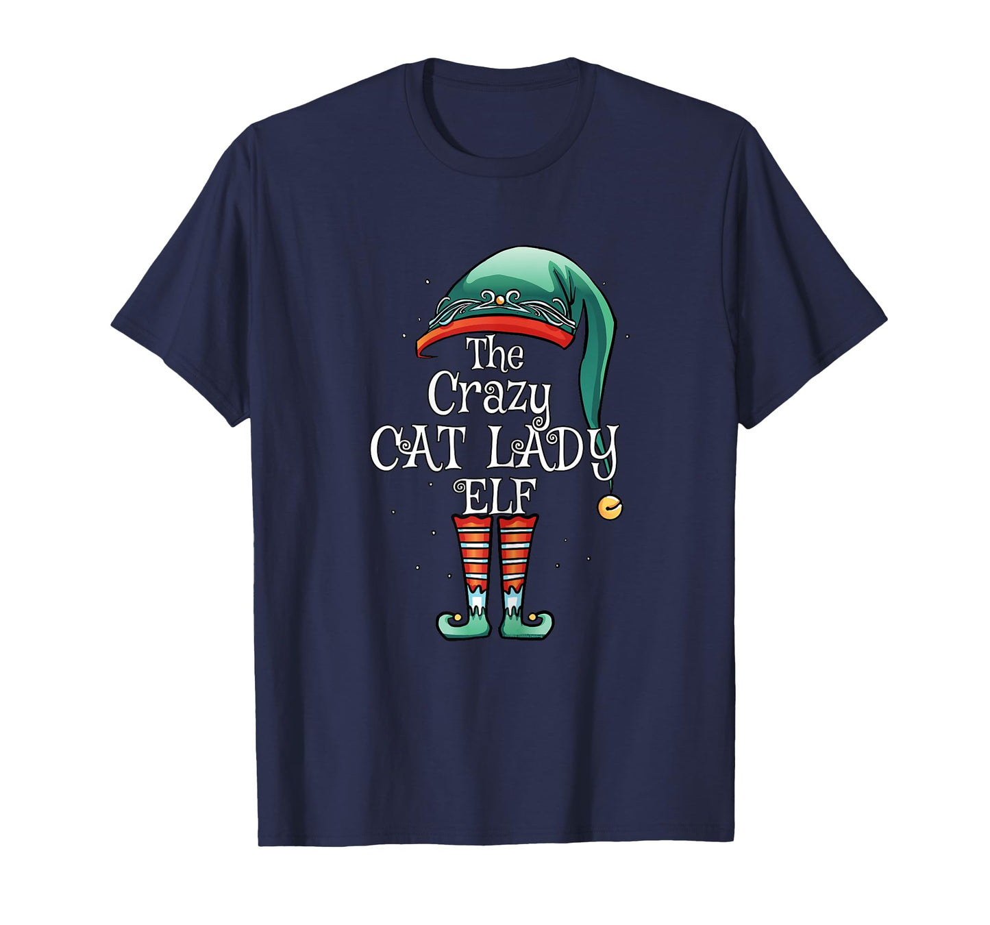The Crazy Cat Lady Elf Matching Family Christmas Cat Lover T-Shirt