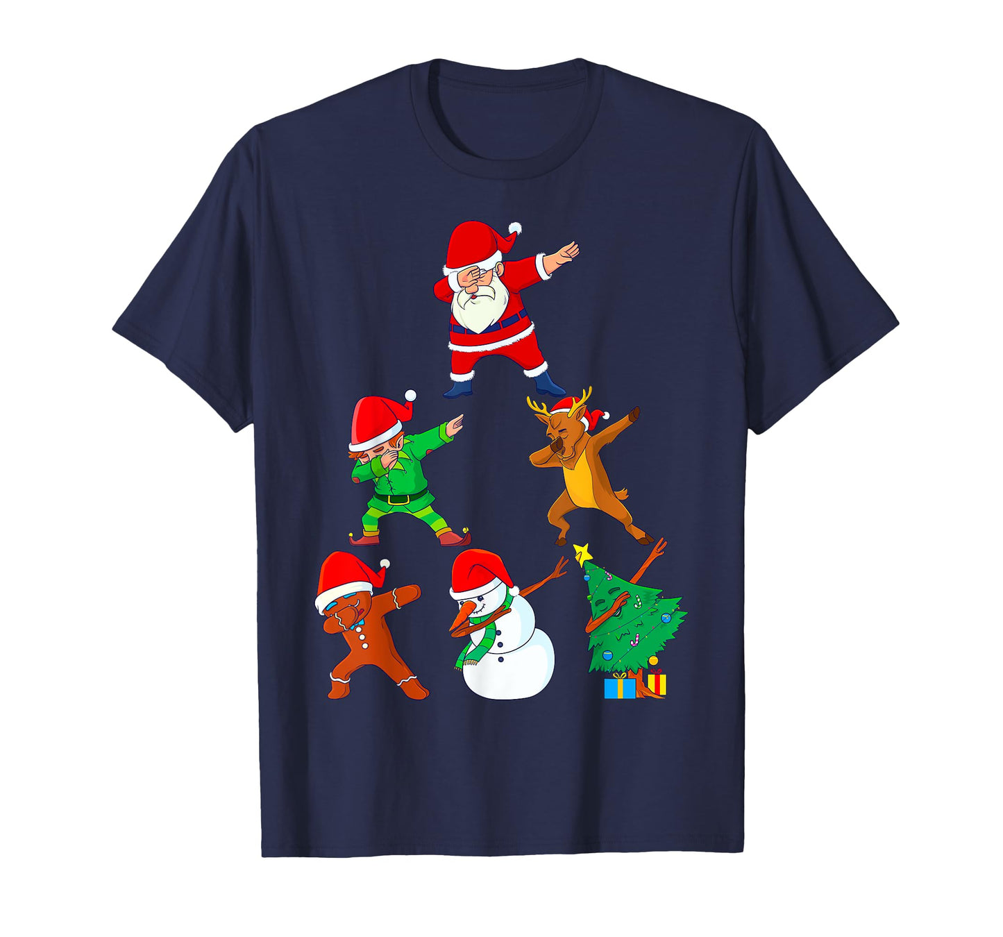 Dabbing Santa Elf Friends Christmas Boys Short Sleeve Funny Xmas Dab Girl T-Shirt