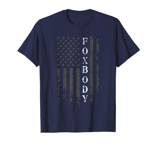 Foxbody, Foxbody 5.0 American Flag, Foxbody stang USA Flag T-Shirt, Small, Black