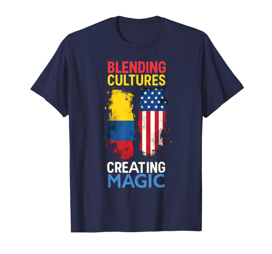 Half Columbian Half American USA Flag Columbia America T-Shirt