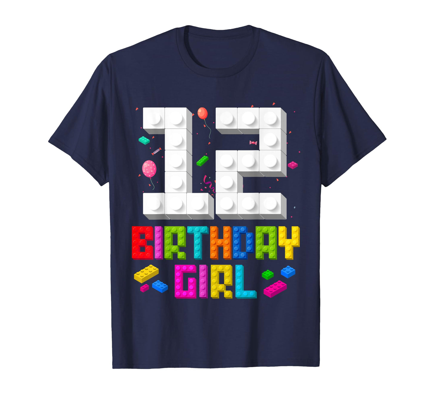 12th Birthday Girl Master Builder 12 Year Old Building Block T-Shirt