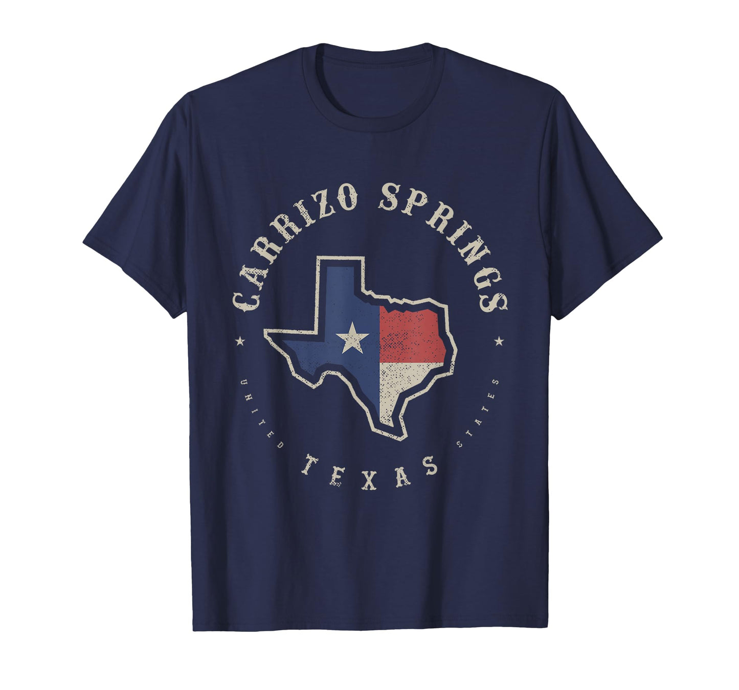 Vintage Carrizo Springs Texas State Flag Map Souvenir Gift T-Shirt