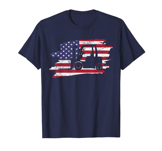 Forklift 4th Of July USA Flag Vintage Gift T-Shirt