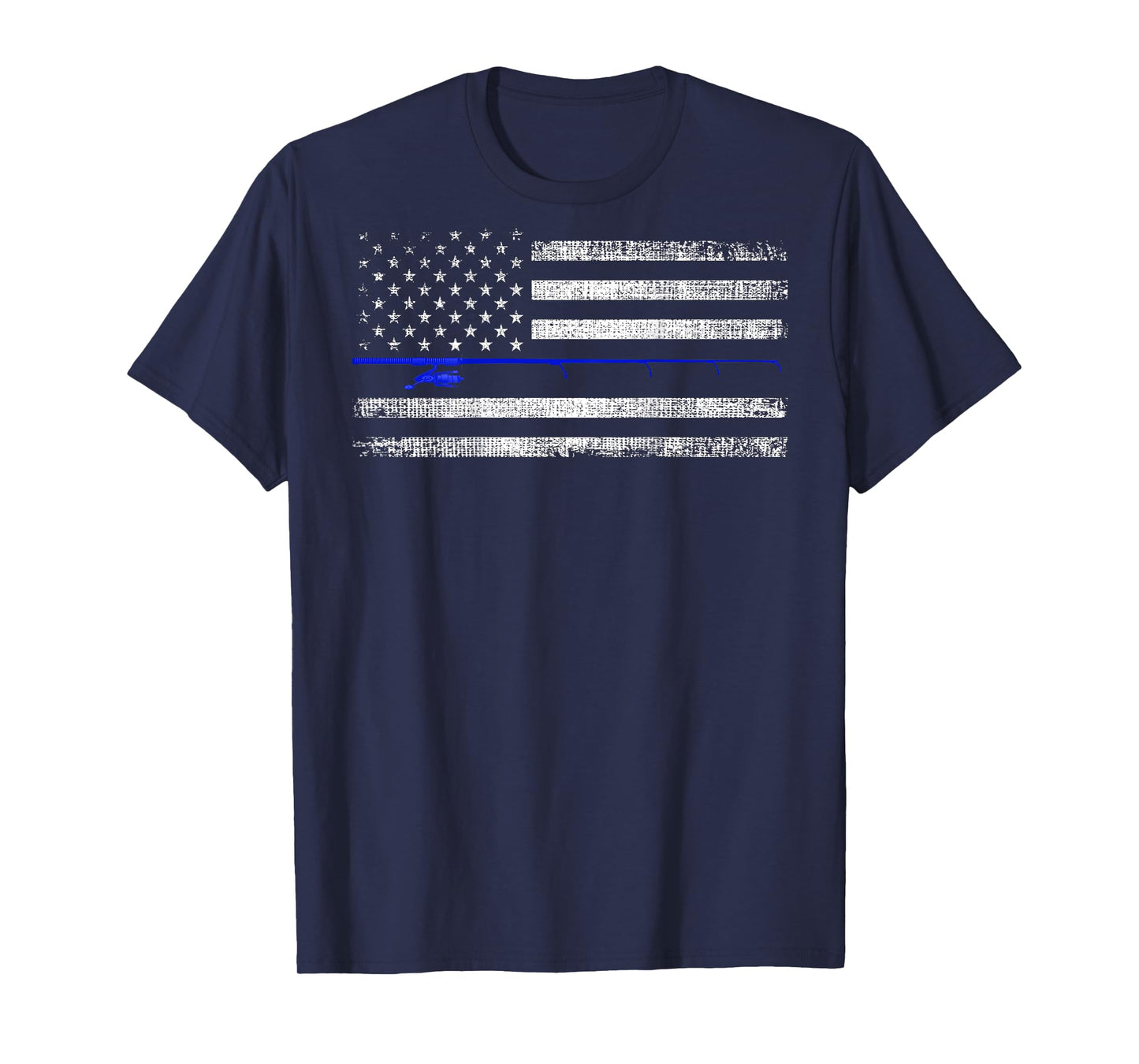 American Flag Distressed Fishing Printed On Back Women Kids Men T-Shirt