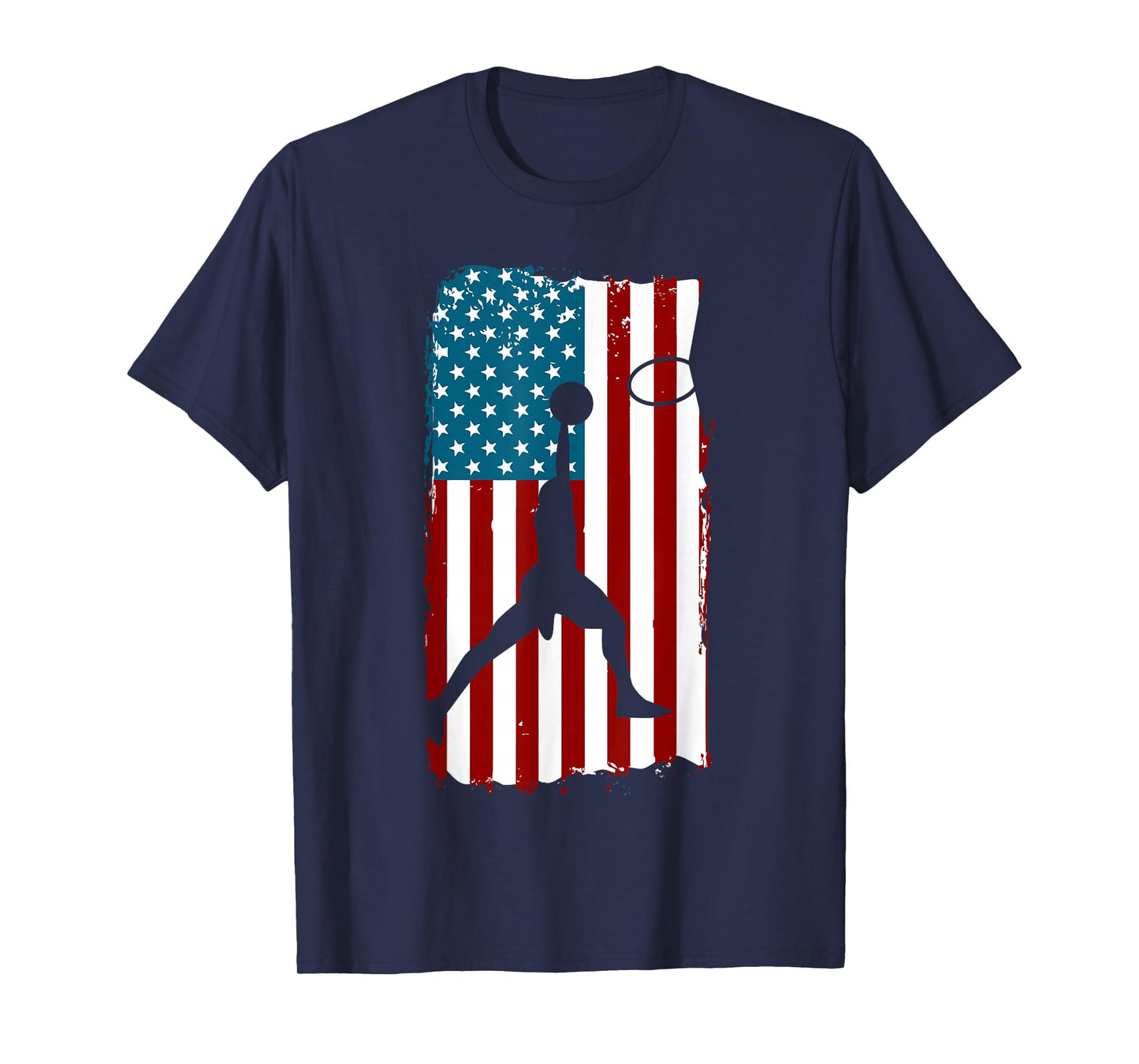 US American Flag Basketball Patriotic Athlete Print For Boys T-Shirt