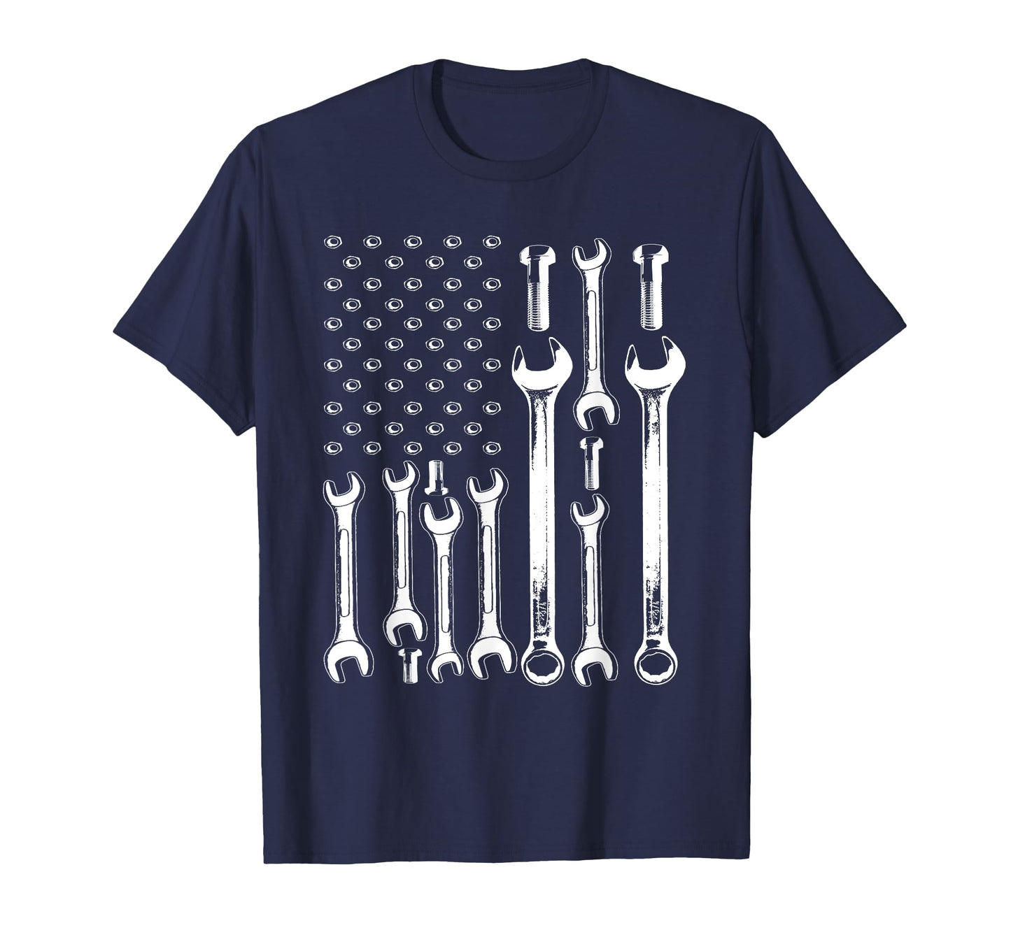 American Flag Mechanic Patriotic Funny Auto Wrench Men Gifts T-Shirt