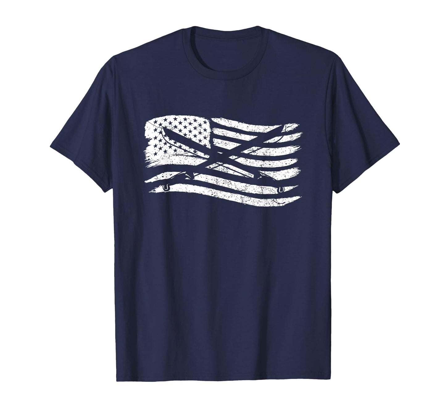American Flag T-Shirt With Machete Vintage Look T-Shirt