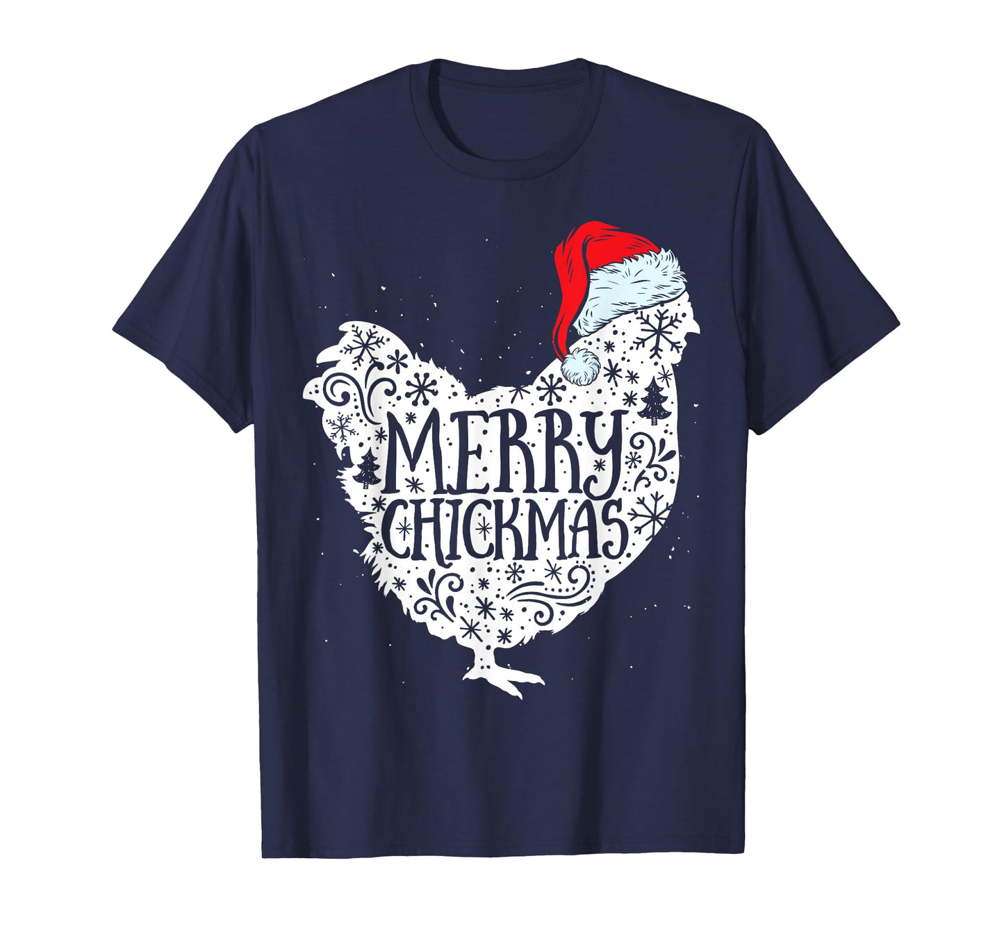 Chicken Christmas Merry Chickmas Santa Claus Hat Funny Xmas T-Shirt