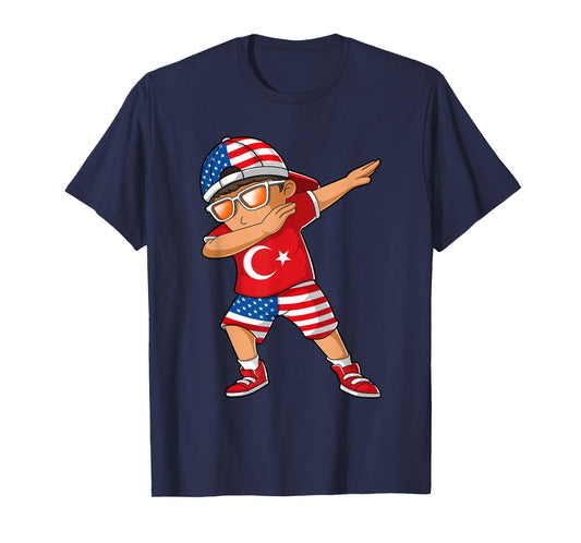 Half American Half Turkish Boy Kid Turkey Flag Patriotic T-Shirt