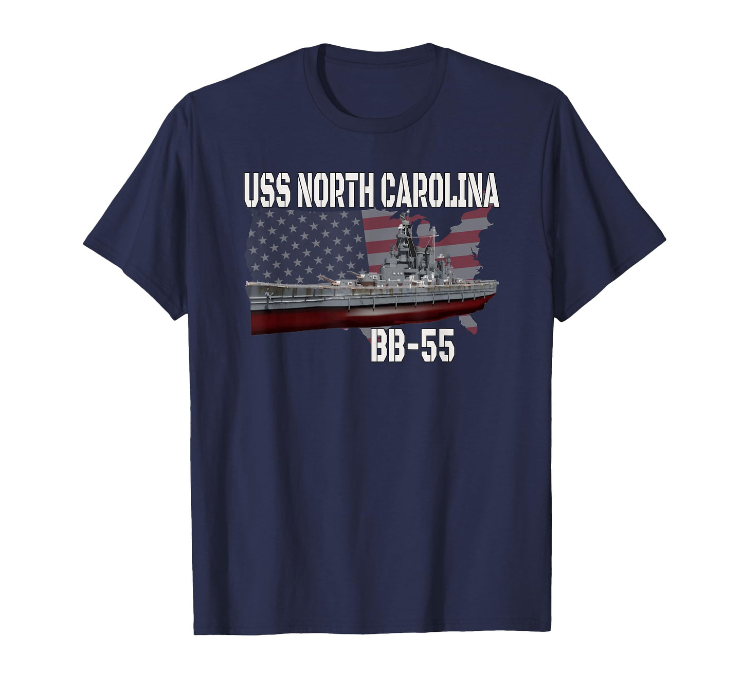 WW2 American Battleship USS North Carolina BB-55 Warships T-Shirt
