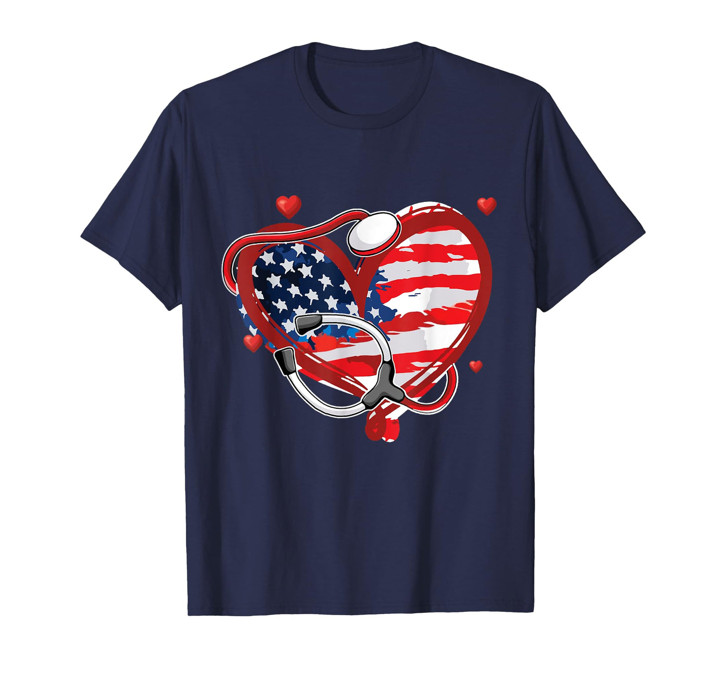 All American Nurse 4th of July Patriotic USA Flag Nursing T-Shirt for Women Men