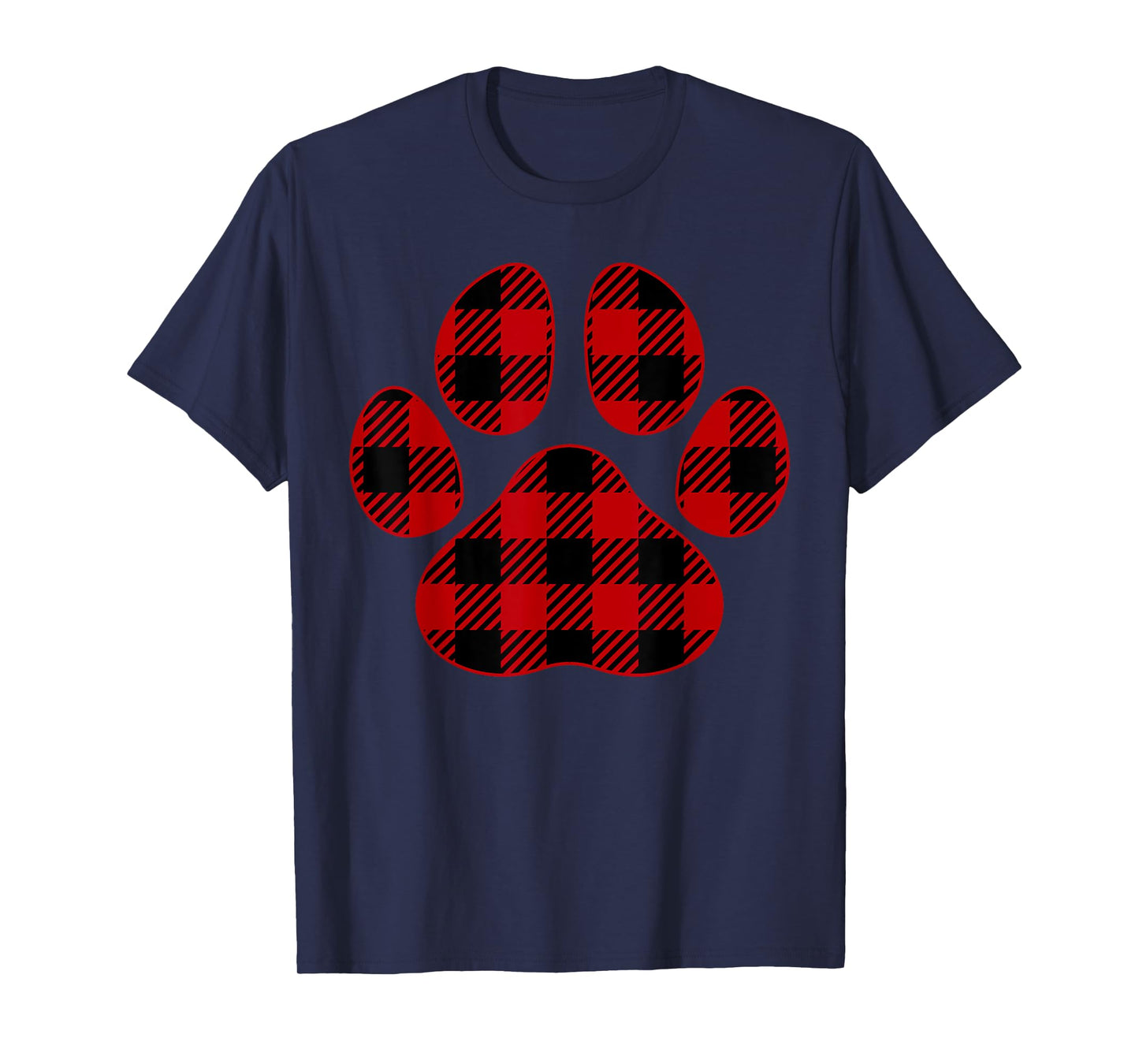 Cute Dog Lover Paw Print Plaid Pet Lover Red Plaid Paw Print Men Women Kids T-Shirt