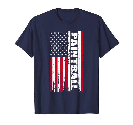 Vintage American USA Flag Cool Paintball T-Shirt for Women Kids Men