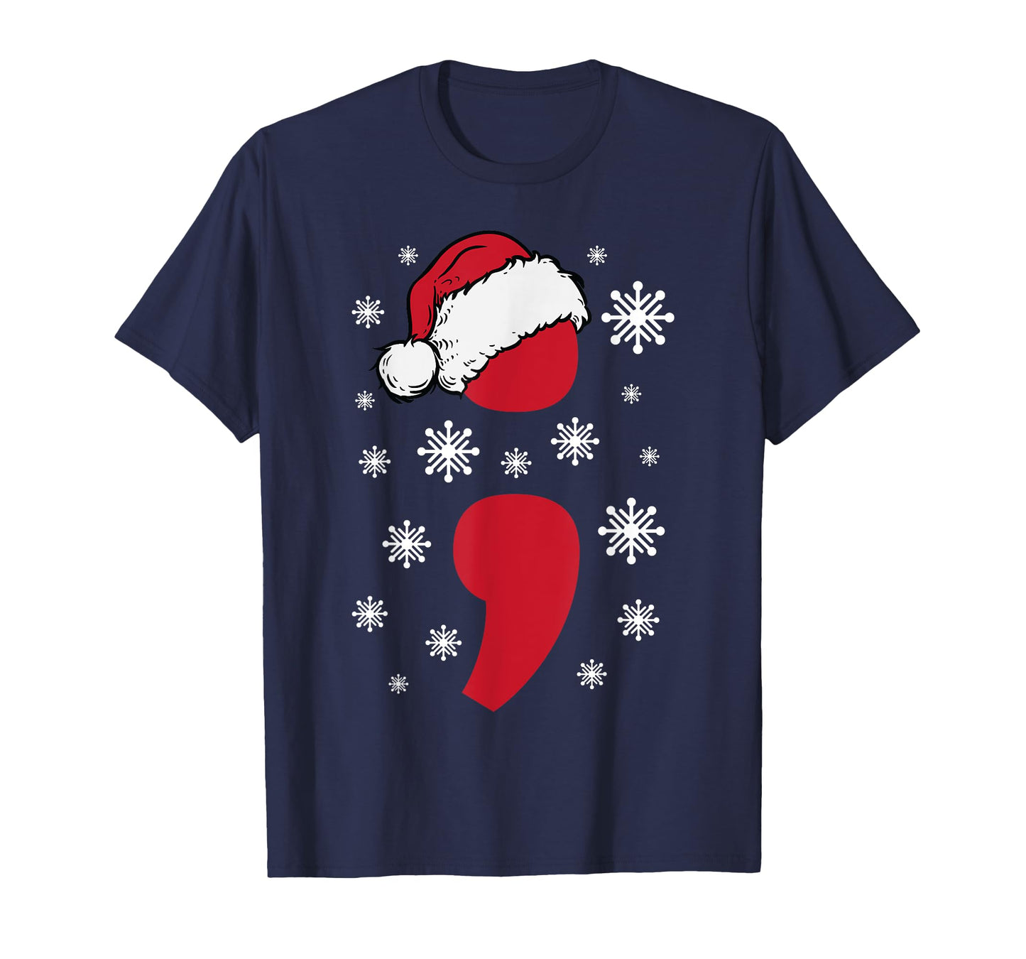 Christmas Mental Health Anxiety Depression Project Semicolon T-Shirt