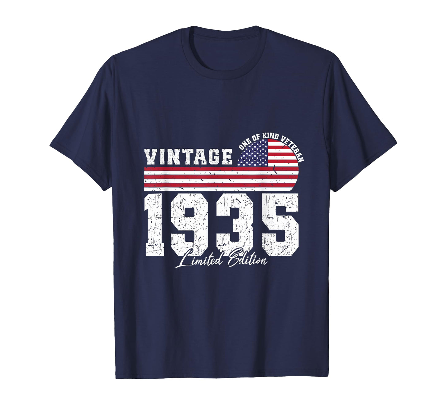 Vintage 1935 Birthday American Flag Patriotic Veterans Day T-Shirt