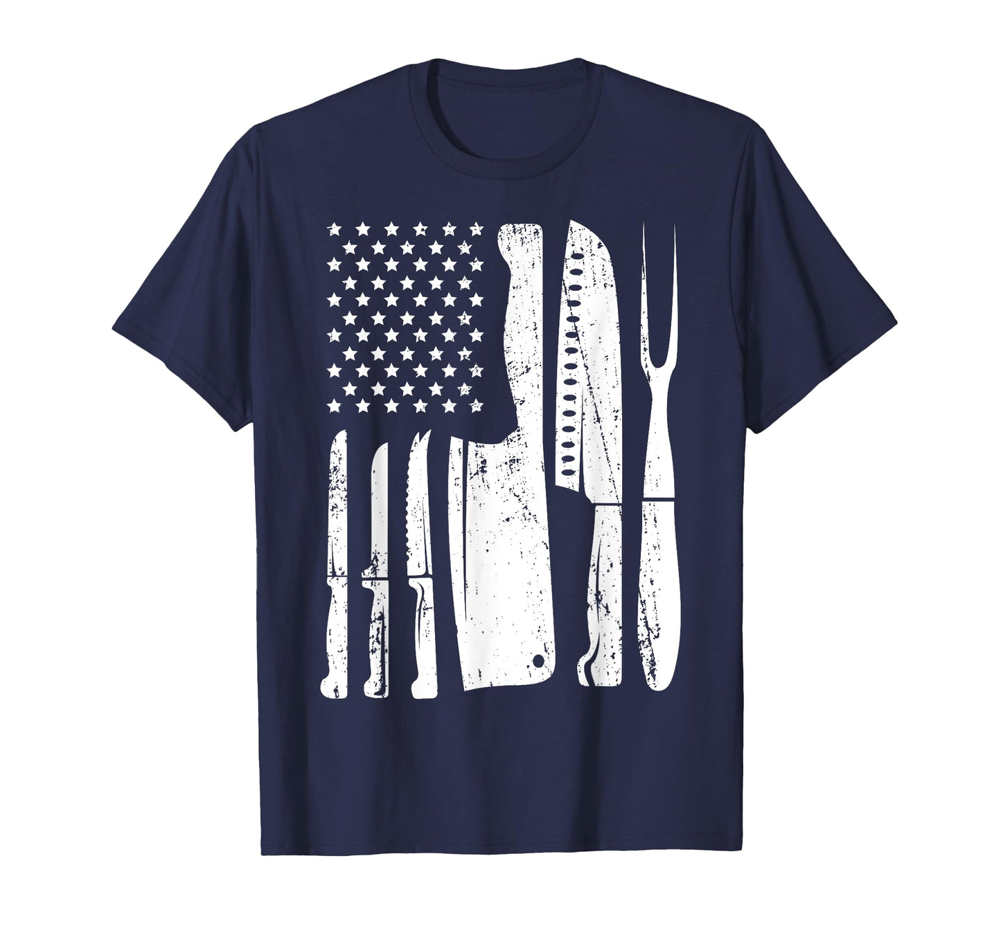 Chef Knife American Flag Head Cook USA Patriotic Cooking Women Men T-Shirt