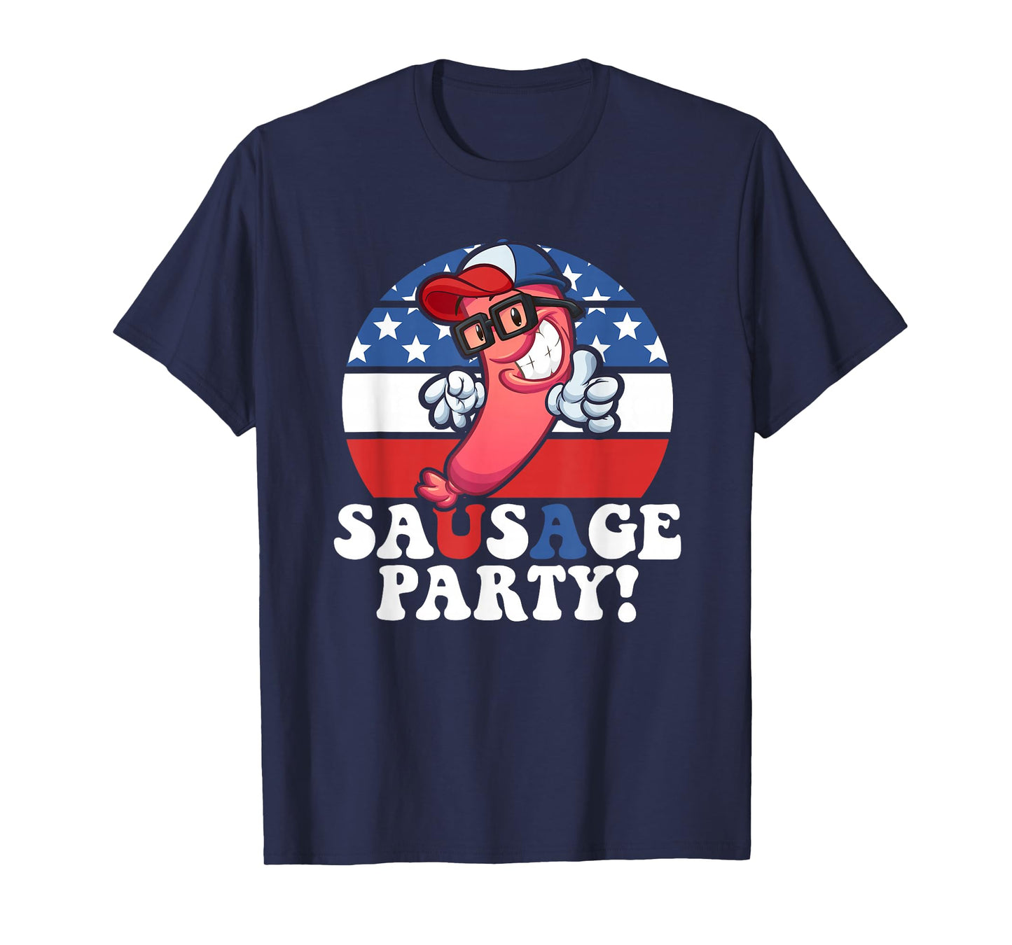 Sausage Party American Flag USA BBQ Funny 4th of July T-Shirt