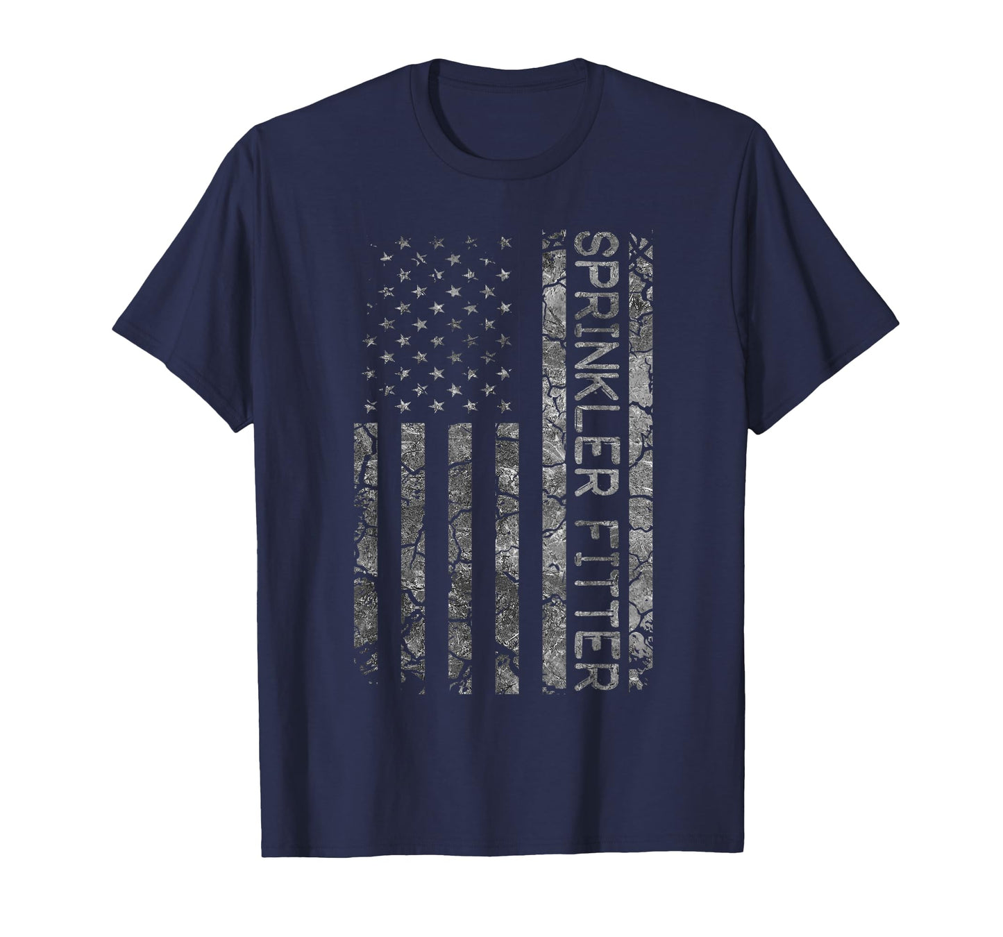 Funny Job Title Worker American Flag Sprinkler Fitter T-Shirt for Women Men